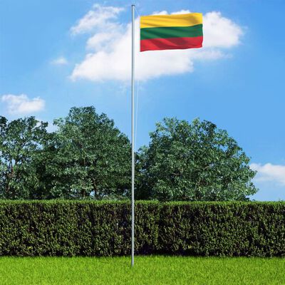 vidaXL Bandeira da Lituânia com mastro de alumínio 4 m