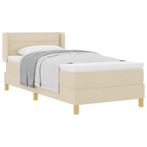 vidaXL Cama Box com colch&atilde;o com cabeceira Creme 200 x 80 cm Poli&eacute;ster