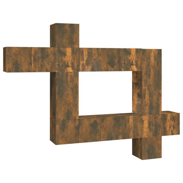 vidaXL Conjunto m&oacute;veis de TV 10 pcs madeira processada carvalho fumado