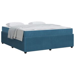 vidaXL Estrutura da Cama com colch&atilde;o Azul 180 x 200 cm tecido
