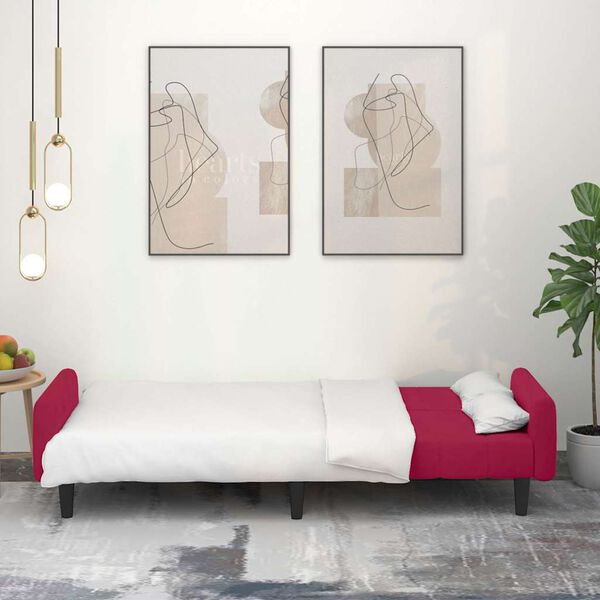 vidaXL Sof&aacute;-cama de 2 lugares veludo vermelho tinto