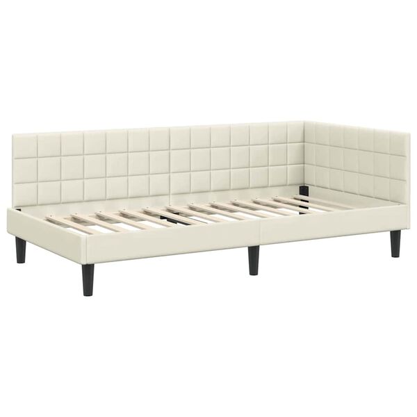 vidaXL Estrutura de Cama de Canto Creme 100 cm x 200 cm Veludo