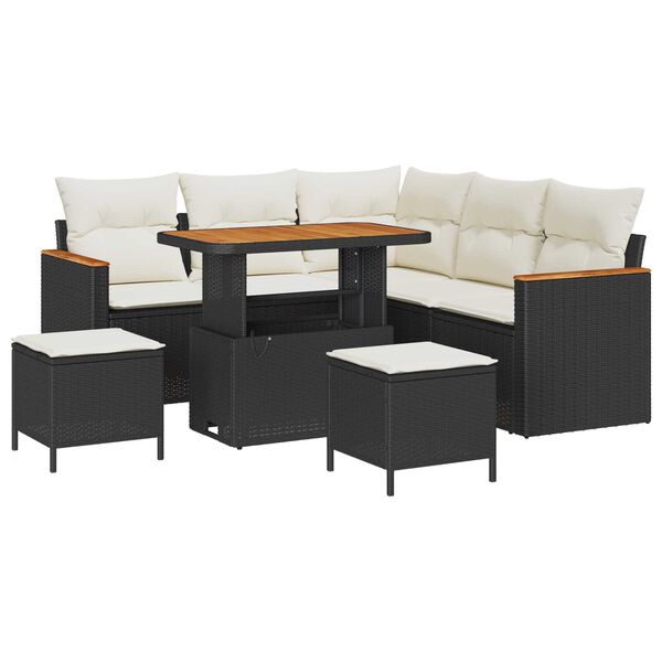 vidaXL Conjunto de Sof&aacute; de Jardim 8 pcs Preto Rattan Sint&eacute;tico