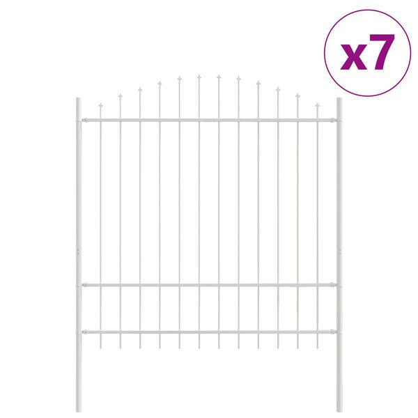 vidaXL Cerca para Jardim 7 pcs Branco 170 x 215 cm A&ccedil;o revestido a p&oacute;