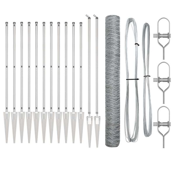 vidaXL Poste de Cerca Prateado 10 x 1,4 m (malha de 36 mm) A&ccedil;o