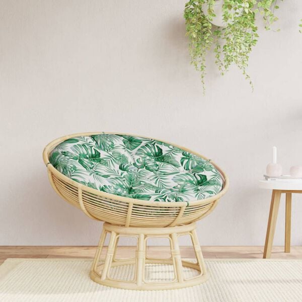 vidaXL Almofad&atilde;o redondo &Oslash; 100 x11 cm tecido oxford padr&atilde;o folhas