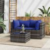 vidaXL 3 pcs conjunto lounge de jardim c/ almofadões vime PE cinzento