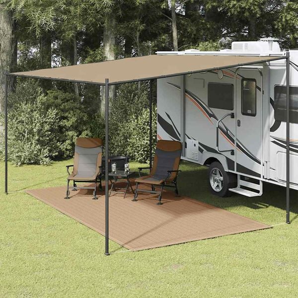 vidaXL Tapete de campismo para tenda 200x400 cm cinzento-acastanhado