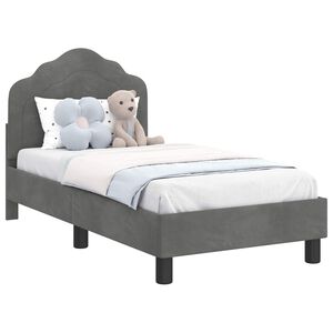 vidaXL Estrutura de Cama para Crian&ccedil;a com Cabeceira Cinzento-Escuro