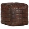 vidaXL Pufe 40x40x40 cm couro de cabra genu&iacute;no castanho-escuro