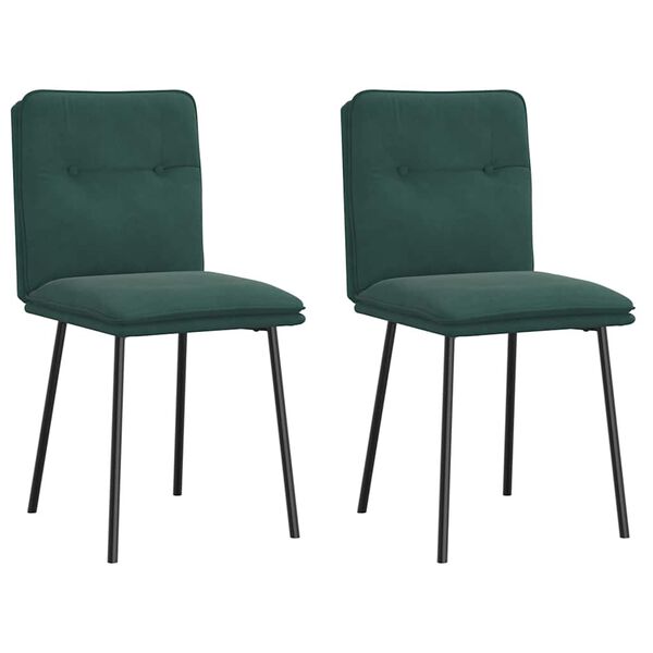 vidaXL Cadeiras de jantar 2 pcs veludo verde-escuro