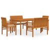 vidaXL 5 pcs conjunto de jantar exterior c/ almofad&otilde;es ac&aacute;cia maci&ccedil;a