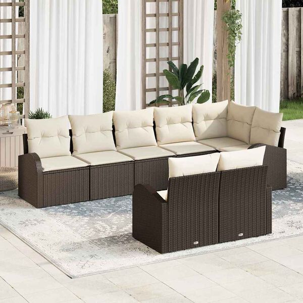 vidaXL Conjunto de Sof&aacute; de Jardim 8 pcs vime PE