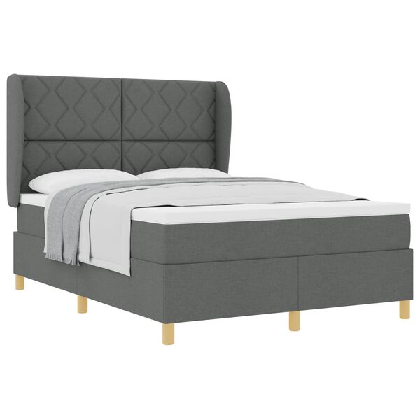 vidaXL Cama Box Springs com Colch&atilde;o Cinza Escuro 90x190 cm tecido