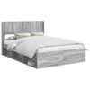 vidaXL Estrutura de Cama com Armazenamento e Cabeceira Sonoma cinzento