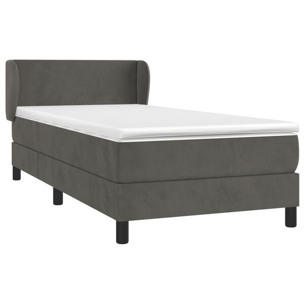 vidaXL Cama com molas/colch&atilde;o 100x200 cm veludo cinza-escuro
