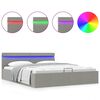 vidaXL Cama hidr&aacute;ulica c/ arruma&ccedil;&atilde;o LED 180x200 cm tecido cinza-claro