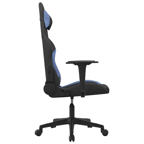 vidaXL Cadeira de gaming tecido preto e azul