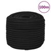 vidaXL Corda de trabalho 12 mm 100 m poli&eacute;ster preto