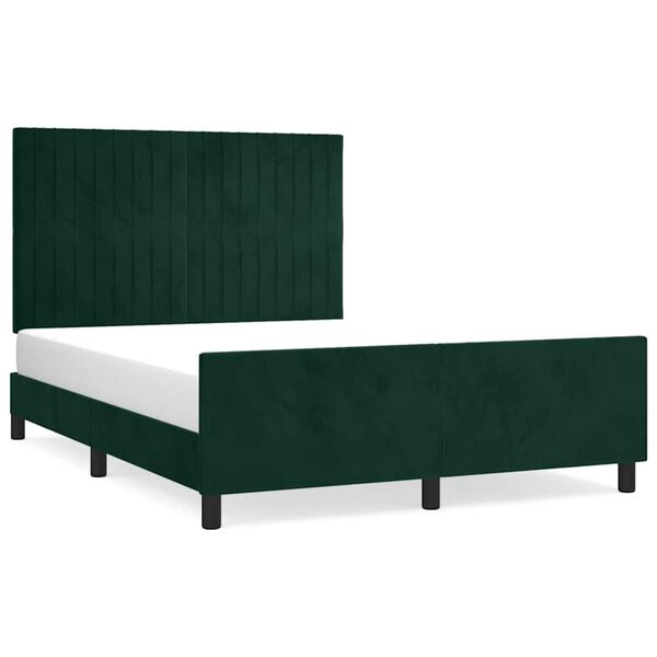vidaXL Estrutura de cama sem colch&atilde;o 140x200 cm veludo verde-escuro