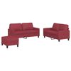 vidaXL 3 pcs conjunto sof&aacute;s c/ almofad&otilde;es couro artif. vermelho tinto