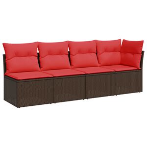 vidaXL | Sof&aacute; de jardim | com almofada Castanho 227 x 62 x 69 cm vime PE