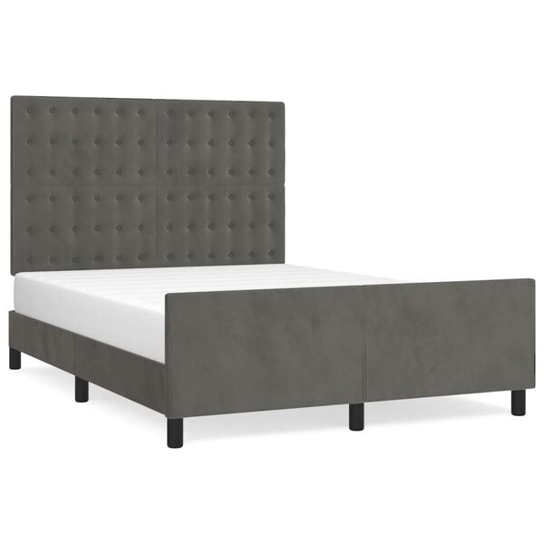 vidaXL Estrutura de cama sem colch&atilde;o 140x190 cm veludo cinzento-escuro
