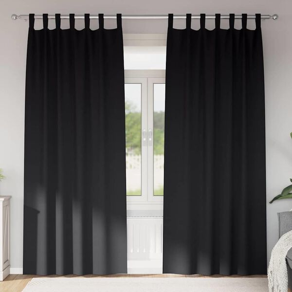 vidaXL Cortinas Blackout com Argolas 2 pcs Preto 225 x 140 cm