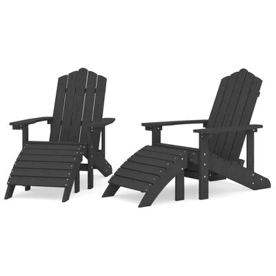 vidaXL Cadeiras jardim Adirondack c/ apoio de pés 2 pcs PEAD antracite