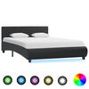 vidaXL Estrutura de cama c/ LED 120x200 cm couro artificial preto