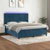 vidaXL Cama box spring c/ colch&atilde;o/LED 180x200 cm veludo azul-escuro