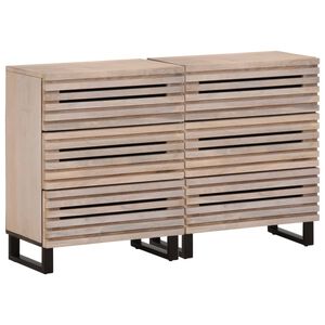 vidaXL Aparadores 2 pcs 60x34x75 cm madeira de mangueira maci&ccedil;a