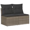 vidaXL 2 pcs conjunto sof&aacute;s jardim almofad&otilde;es vime PE/ac&aacute;cia cinzento