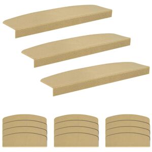 vidaXL Tapetes para escadas 15 unid. 65 x 21 x 4 cm Bege Poli&eacute;ster