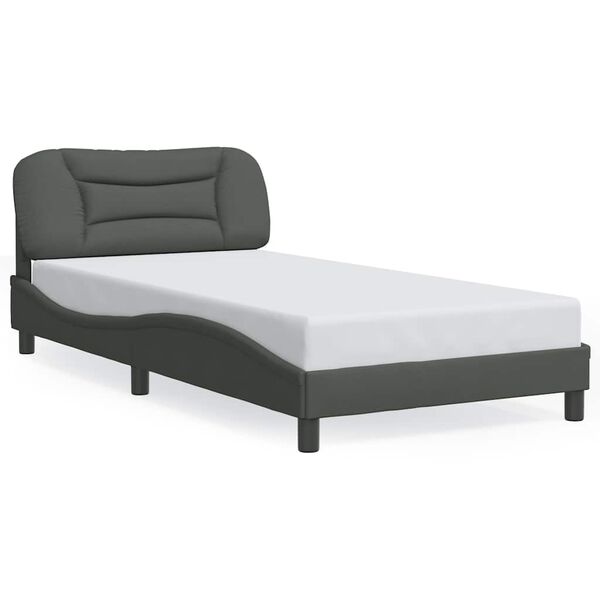 vidaXL Estrutura de cama sem colch&atilde;o Hvar 100x200 cm tecido cinzento-escuro