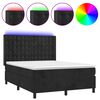 vidaXL Cama box spring c/ colch&atilde;o/LED 140x190 cm veludo preto