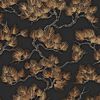 DUTCH WALLCOVERINGS Papel de parede efeito pinheiros preto e dourado