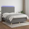vidaXL Cama box spring c/ colch&atilde;o e LED 140x200 cm tecido cinza-escuro