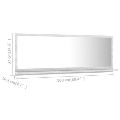 vidaXL Espelho de casa de banho 100x10,5x37 cm contrapl. cinza cimento