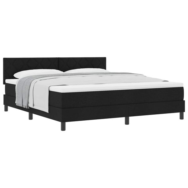 vidaXL Cama Box com colch&atilde;o com cabeceira Preto 180 x 200 cm tecido