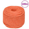 vidaXL Corda de trabalho 24 mm 100 m polipropileno cor laranja