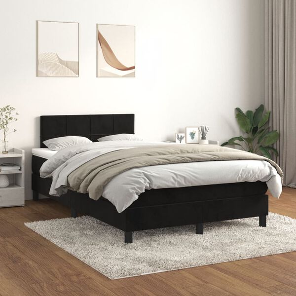 vidaXL Cama boxspring com colch&atilde;o 120x190 cm veludo preto