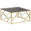 vidaXL Mesa de centro a&ccedil;o inoxid&aacute;vel e vidro temperado dourado