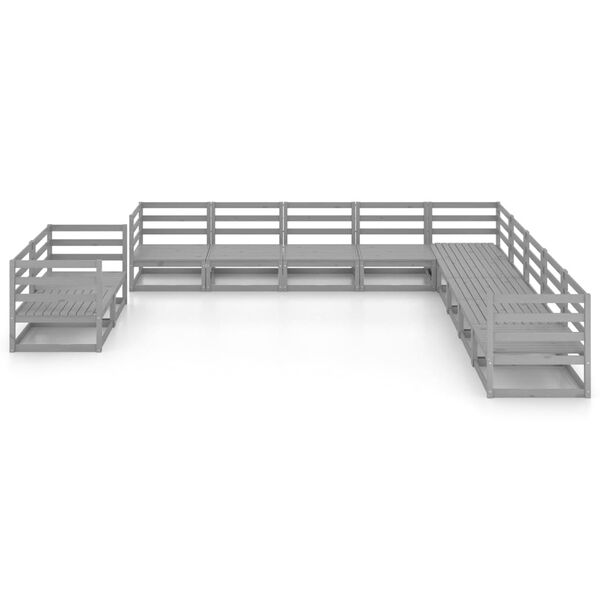 vidaXL 11 pcs conjunto lounge de jardim pinho maci&ccedil;o cinzento