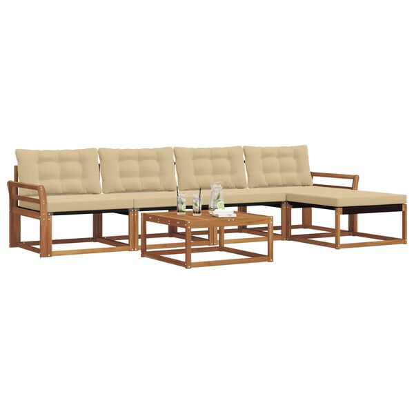 vidaXL Conjunto de Sof&aacute;s para Exterior 6 pcs Natural e Bege