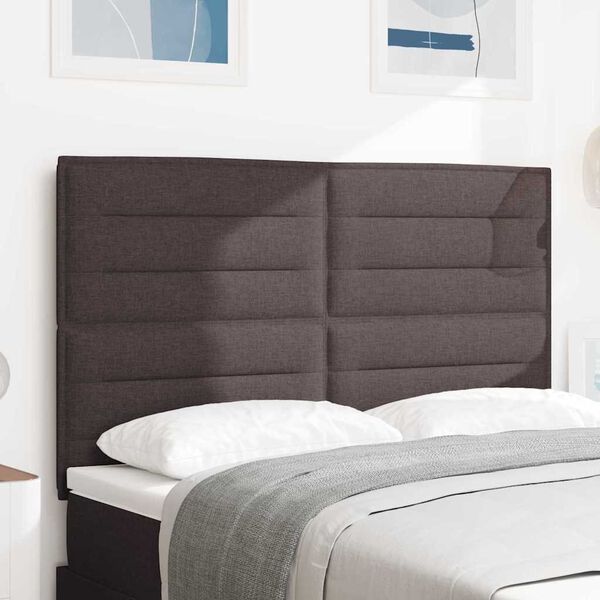 vidaXL Cabeceira LED com cabeceira Marrom Escuro 160 cm Poli&eacute;ster