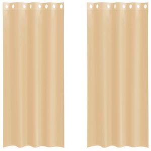vidaXL Cortinas de voile com ilh&oacute;s 2 pcs areia