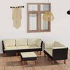 vidaXL 6 pcs conjunto lounge de jardim c/ almofad&otilde;es vime PE preto