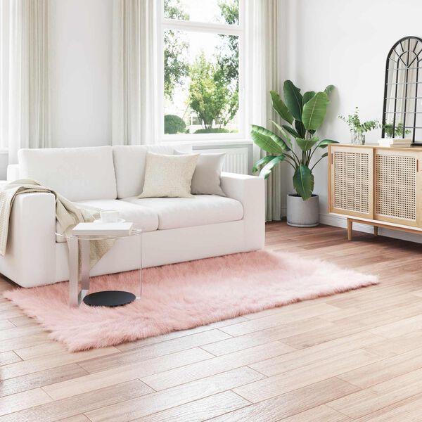 vidaXL Tapete Sint&eacute;tico de Pele de Ovelha Tafalla Rosa 100 x 200 cm