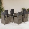 vidaXL 7 pcs conjunto de jantar p/ jardim c/ almofad&otilde;es vime PE cinza